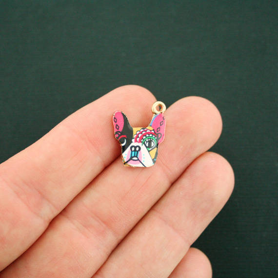 4 breloques chien doré et émail - GC1177