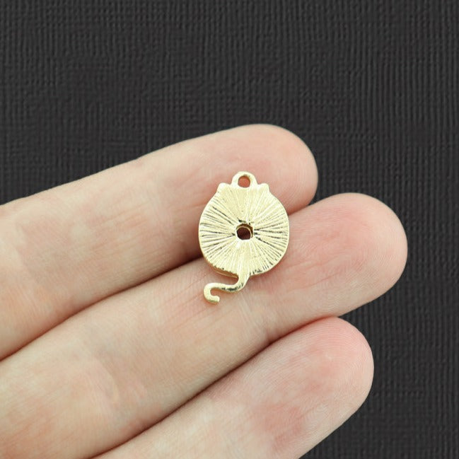 4 Donut Kitty Gold Tone Enamel Charms - E1021