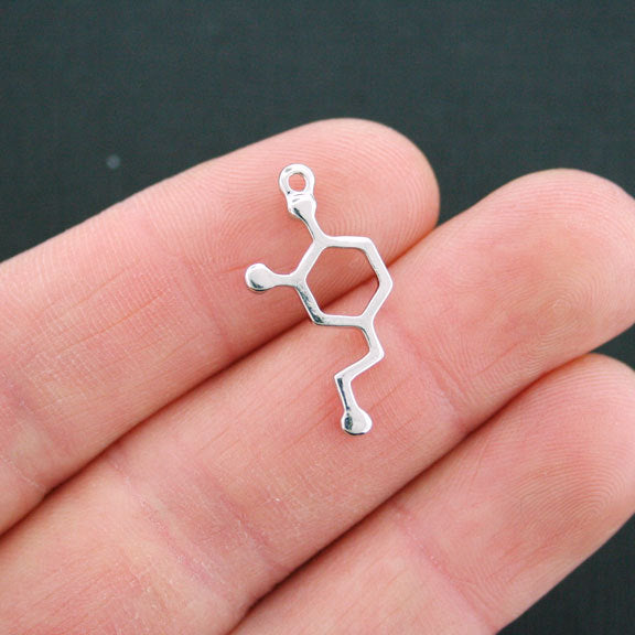 4 Dopamine Molecule Antique Silver Tone Charms - SC5291