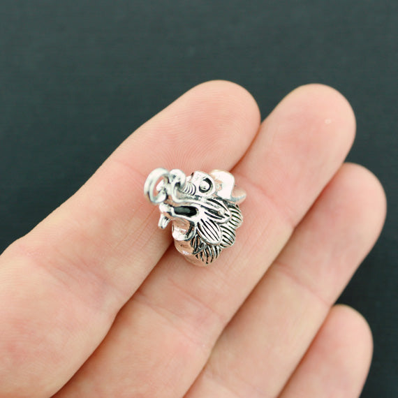 4 Dragon Cord End Caps Antique Silver Tone - SC1119