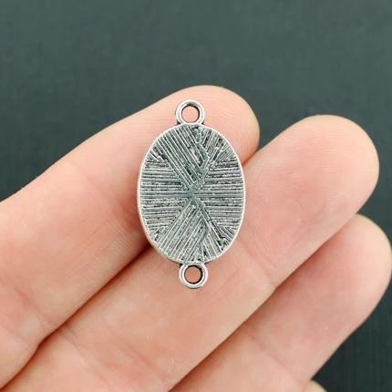 4 Druzy Connector Antique Silver Tone and Resin Cabochon Charms - Z599