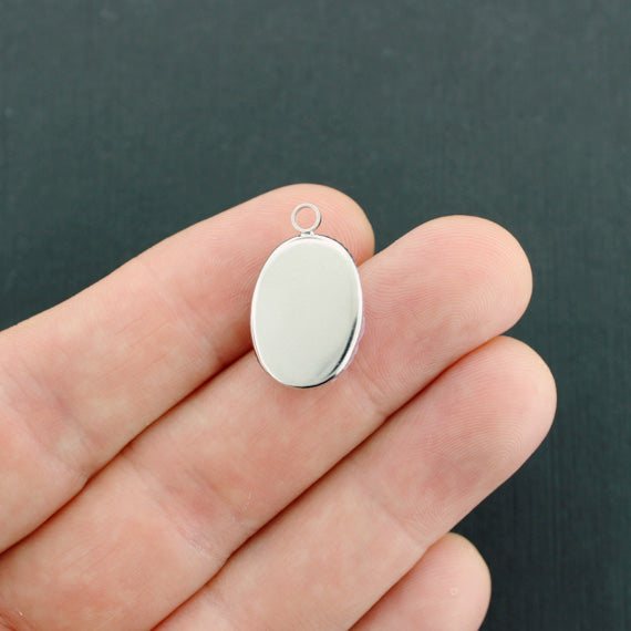 4 breloques Druzy ton argent et cabochon en résine - Z639