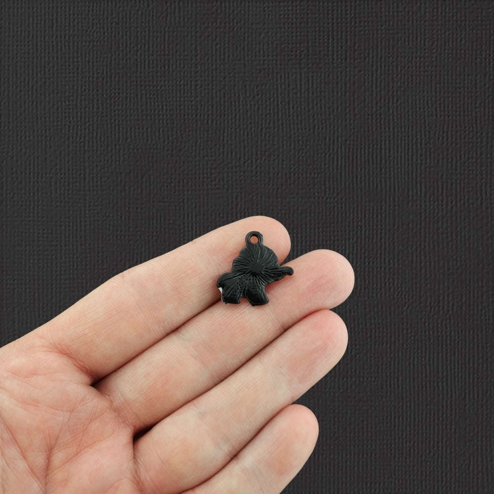 4 Elephant Black Tone Enamel Charms - E293