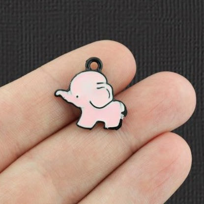 4 Elephant Black Tone Enamel Charms - E293
