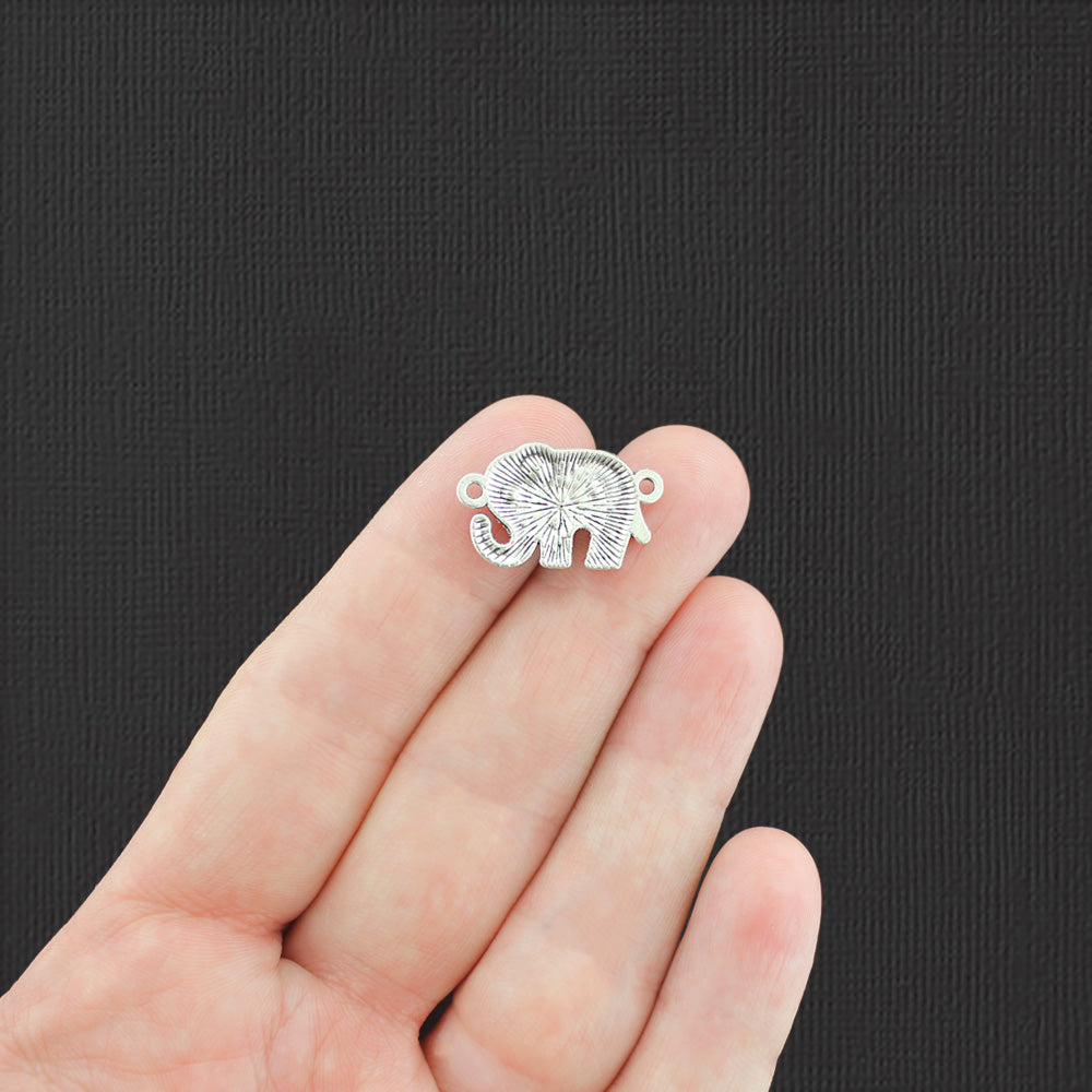 4 Elephant Connector Antique Silver Charms - SC8056