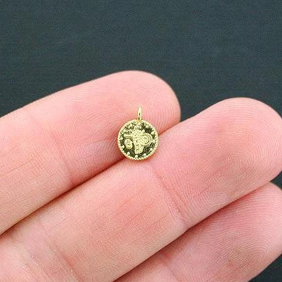 4 Evil Eye Antique Gold Tone Enamel Charms - GC118