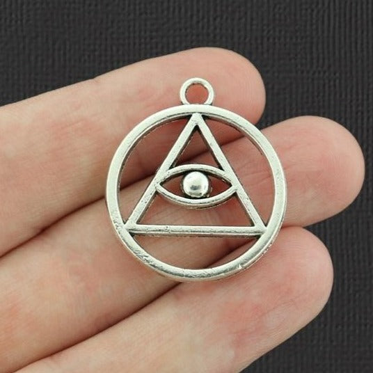 4 charmes de ton argent antique mauvais œil 2 faces - SC3118