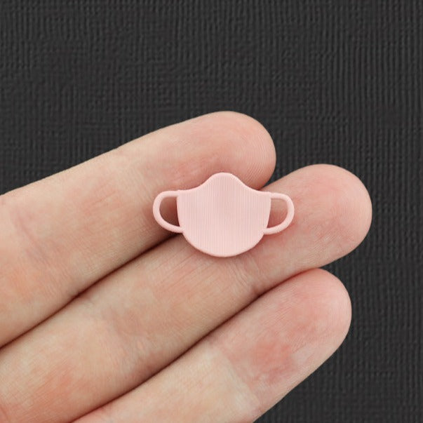 4 Face Mask Pink Enamel Charms - E573