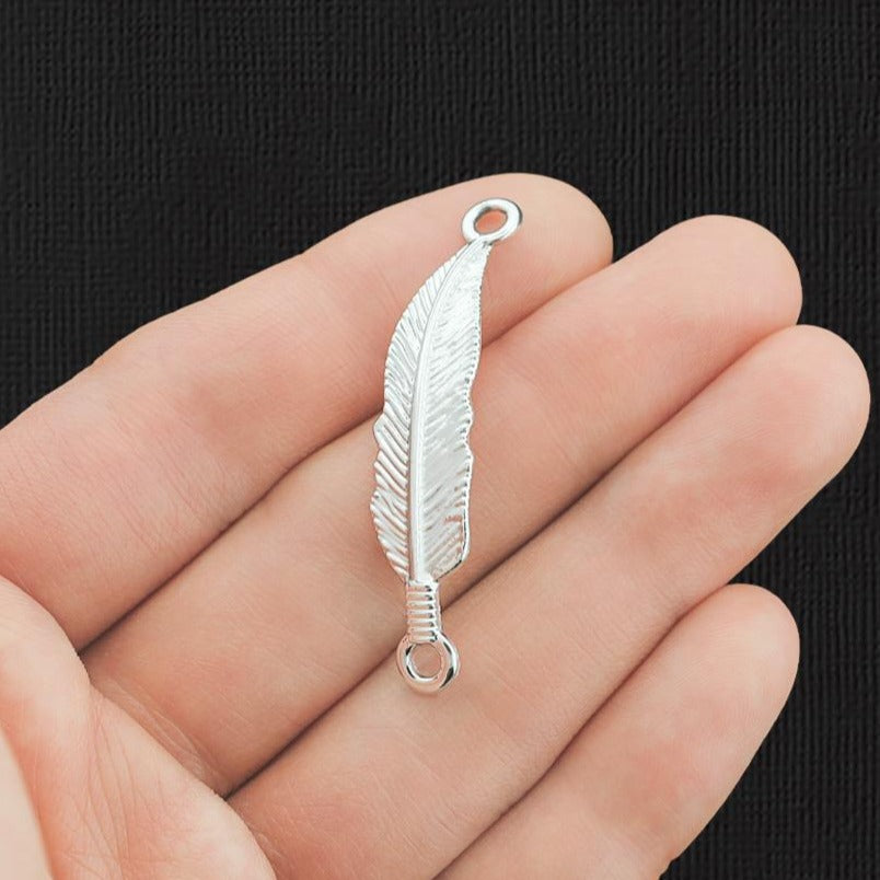 4 breloques de ton argent connecteur plume - SC3319