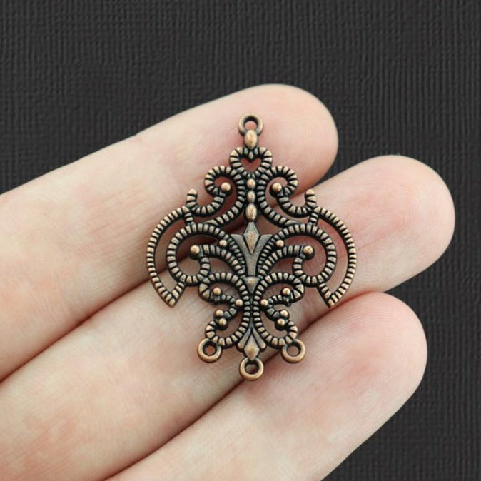 4 connecteurs de lustre en filigrane breloques de ton cuivre antique - BC079