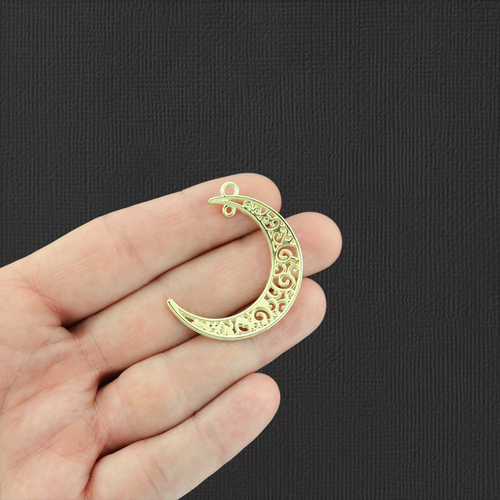 4 breloques en filigrane croissant de lune doré - GC333