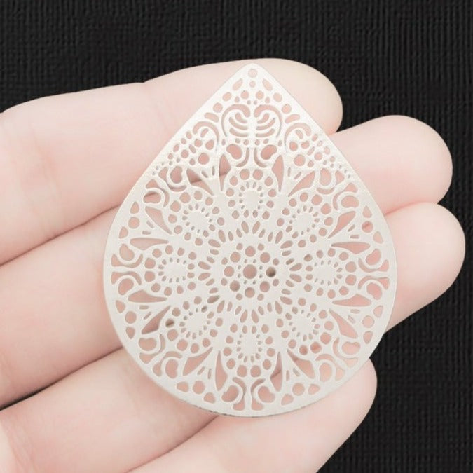 4 Filigree Teardrop Charms - Choose from Silver, Black, Teal, or Gold!