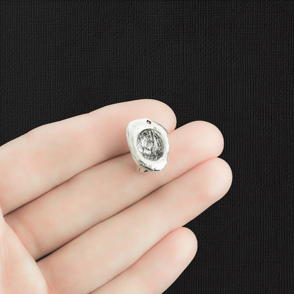 4 Fireman Helmet Antique Silver Tone Charms 3D - SC2778