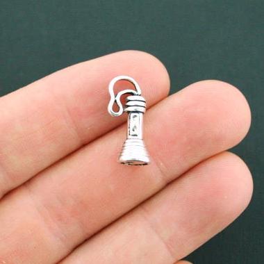 4 Flashlight Antique Silver Tone Charms 3D - SC3115