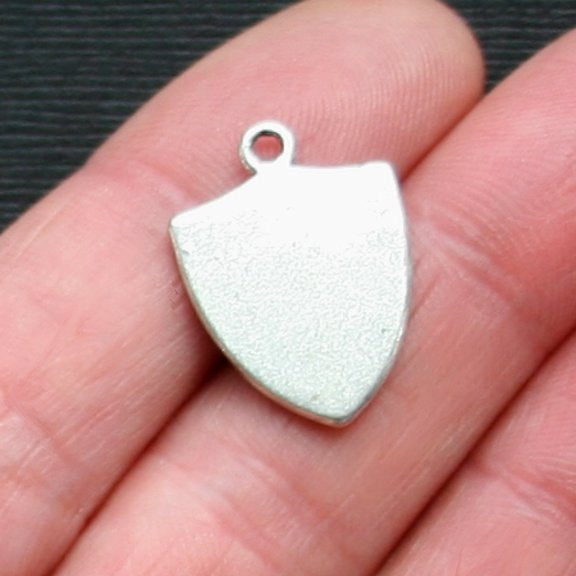 4 Fleur de Lis Shield Antique Silver Tone Charms - SC1986