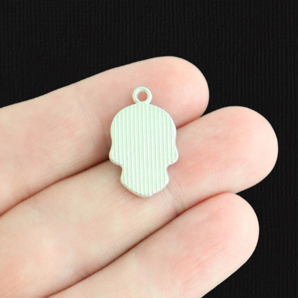 4 Floral Skull Silver Tone Enamel Charms - E590