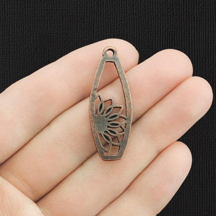 4 Flower Antique Copper Tone Charms 2 Sided - BC033