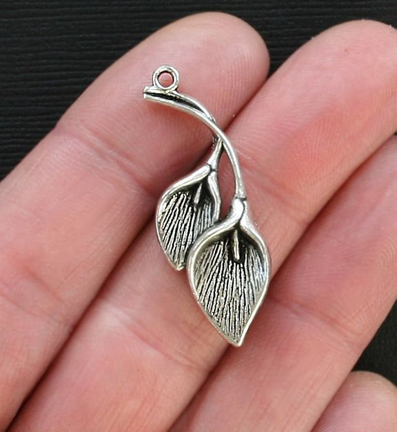 4 breloques de ton argent antique fleur - SC2619