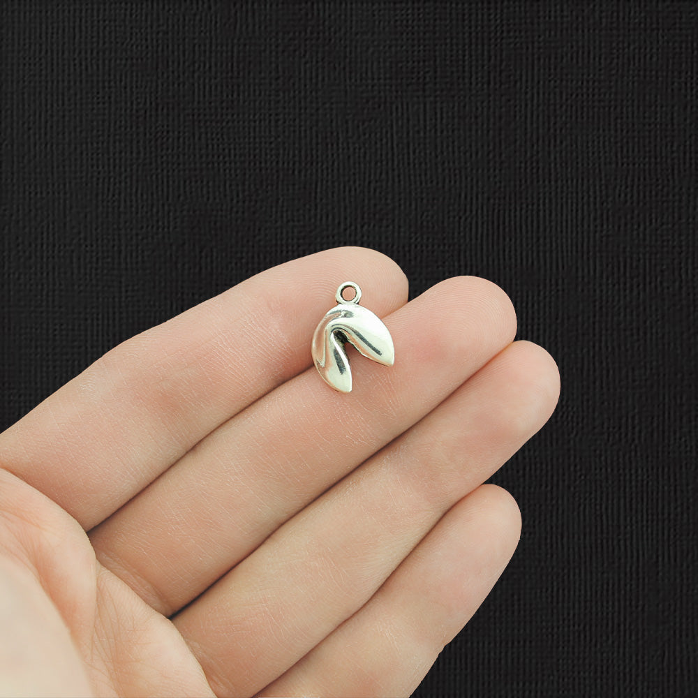 4 Fortune Cookie Antique Silver Tone Charms 3D - SC2815