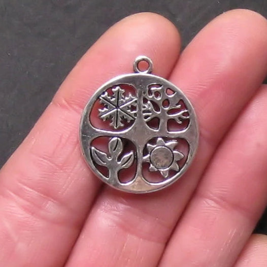 4 Four Seasons Antique Silver Tone Charms - SC795