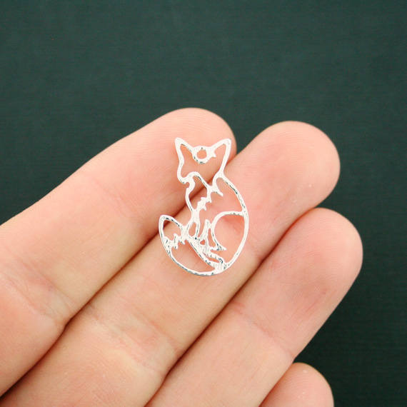 4 Fox Silver Tone Charms - SC7177