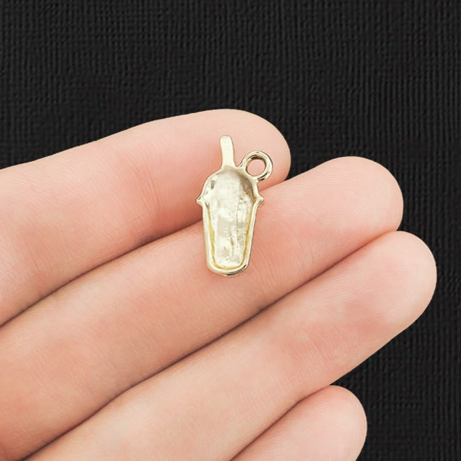 4 breloques en émail doré café glacé - E044