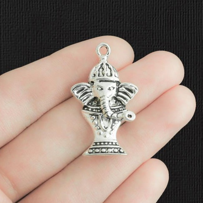 4 Ganesha Antique Silver Tone Charms - SC3649