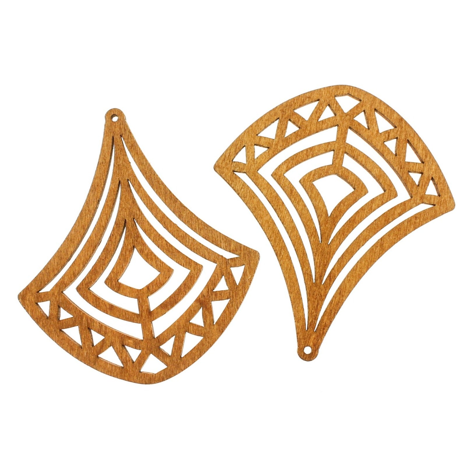 4 breloques en bois naturel goutte géométrique 2 faces - WP345