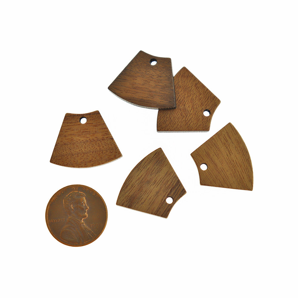 4 Breloques Géométriques en Bois Naturel 18mm - WP304