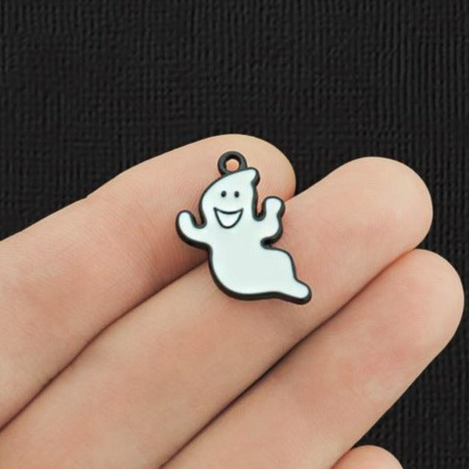 4 breloques en émail noir fantôme - E1135