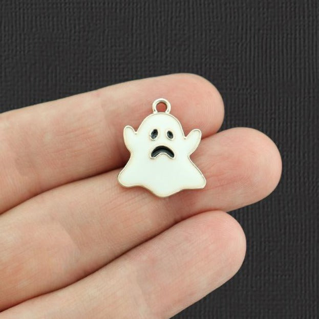 4 Ghost Gold Tone Enamel Charms - E1056