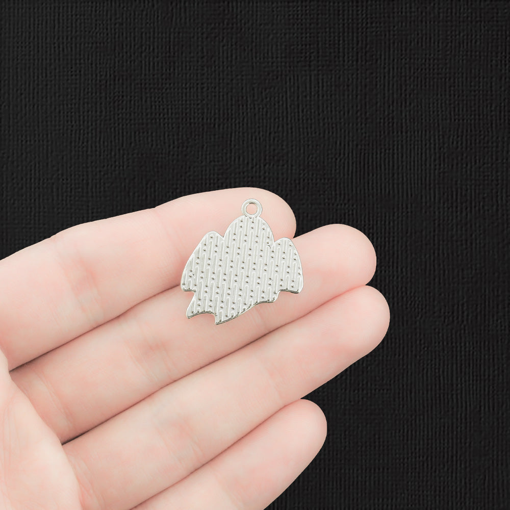 4 breloques en émail argenté fantôme - E1370