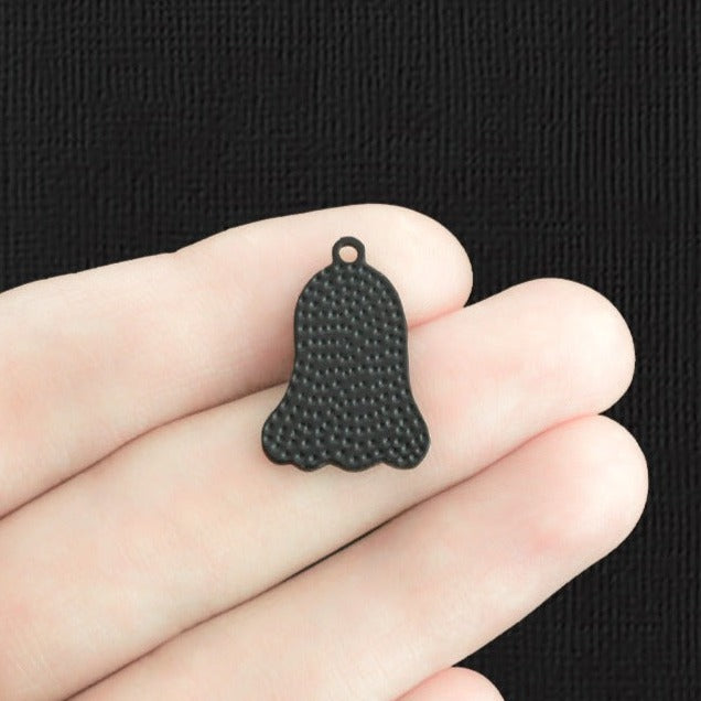 4 Ghost with Pumpkin Black Enamel Charms - E1283