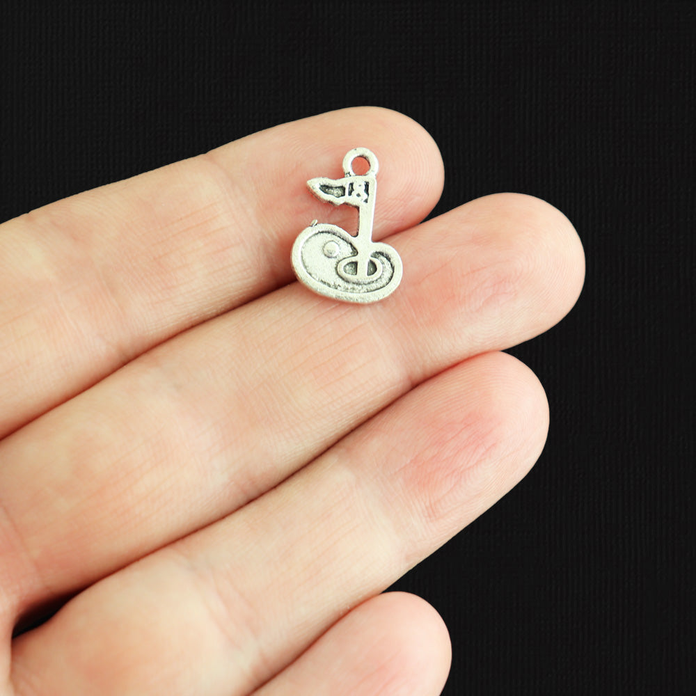 4 Golf Hole Antique Silver Tone Charms - SC1131