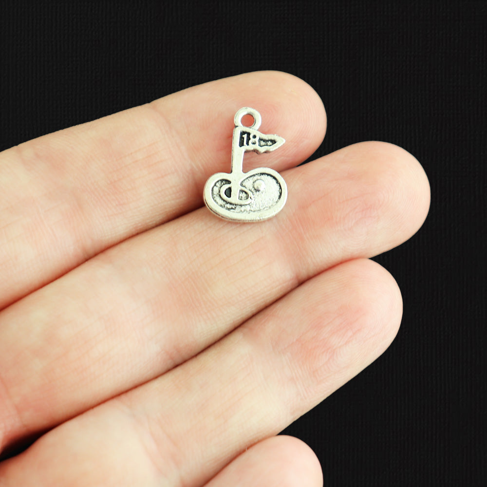 4 Golf Hole Antique Silver Tone Charms - SC1131