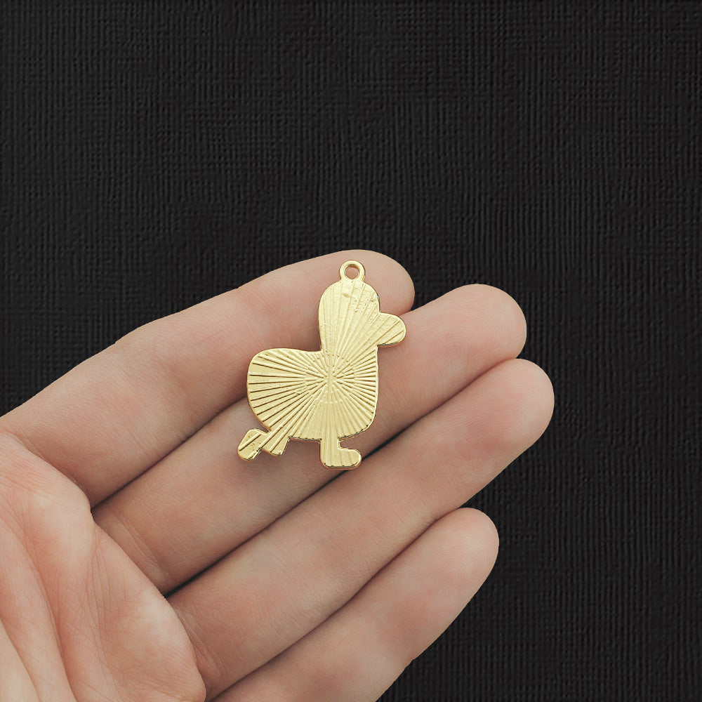 4 Goose Gold Tone Enamel Charms - E1124