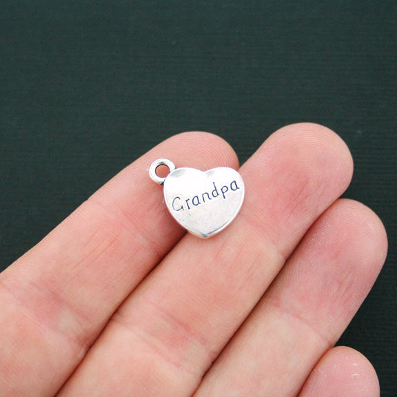 4 breloques argentées antiques grand-père 2 faces - SC4687