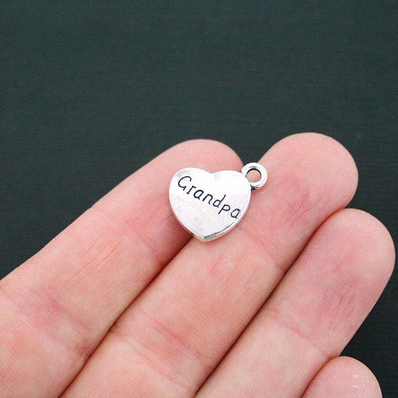 4 breloques argentées antiques grand-père 2 faces - SC4687