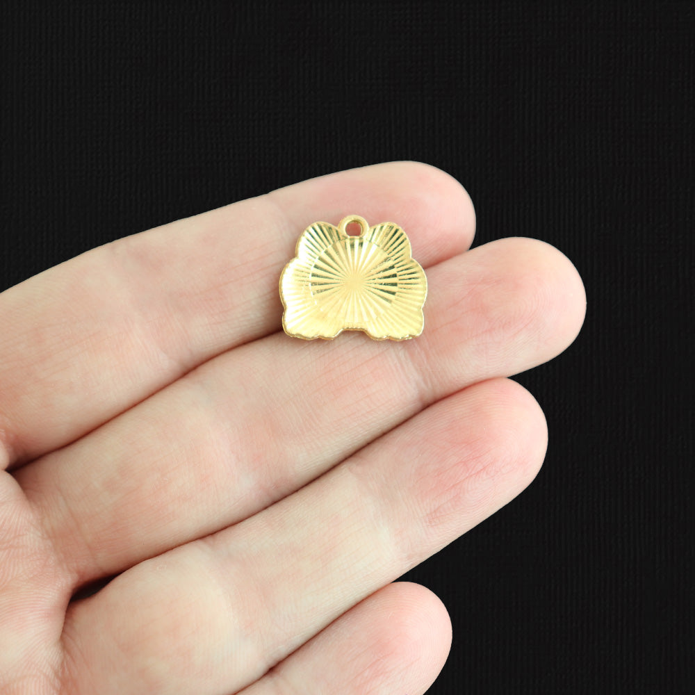 4 Grey Tabby Cat Gold Tone Enamel Charms - E1592