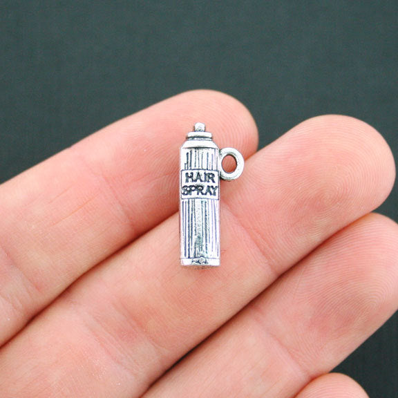 4 Hair Spray Antique Silver Tone Charms 2 Sided - SC4919