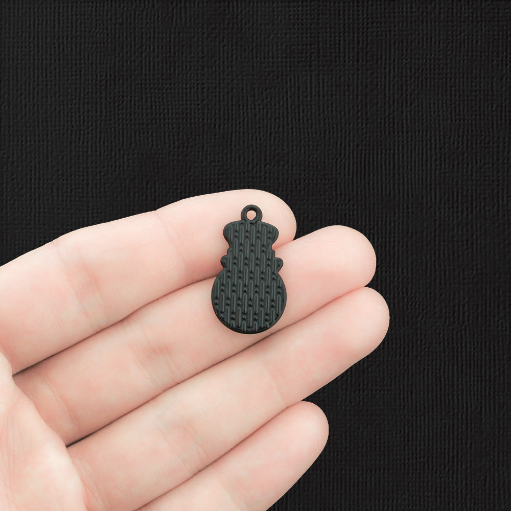 4 Halloween Face Black Enamel Charms - E1367