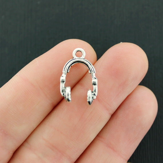 4 Headphones Antique Silver Tone Charms 3D - SC1050