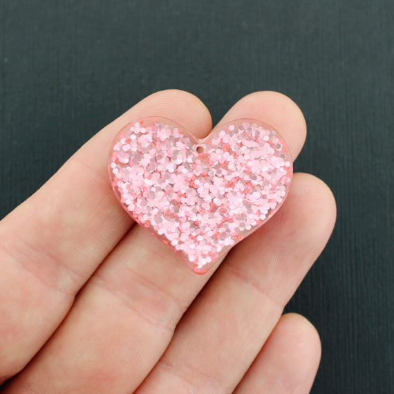 4 breloques coeur en résine - K025