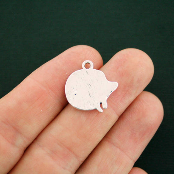 4 Hedgehog Antique Silver Tone Charms - SC7360