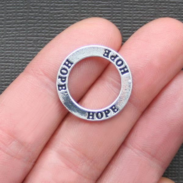 4 Hope Antique Silver Tone Charms 2 Sided - SC690