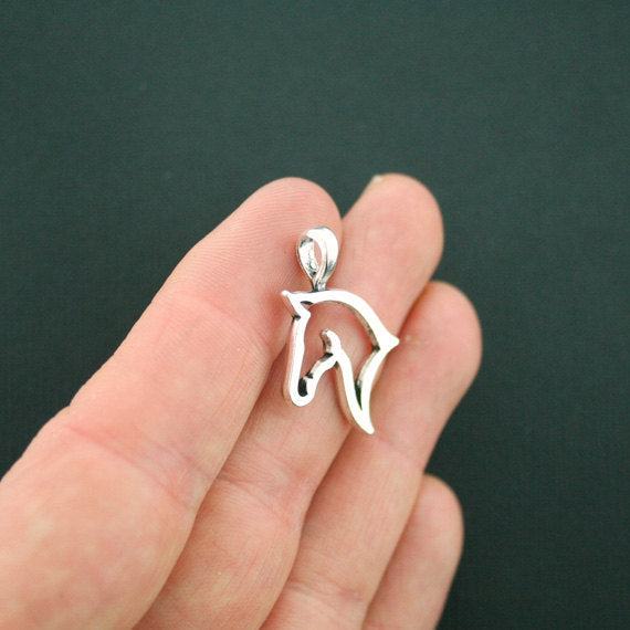 4 breloques argentées antiques de cheval 2 faces - SC1351