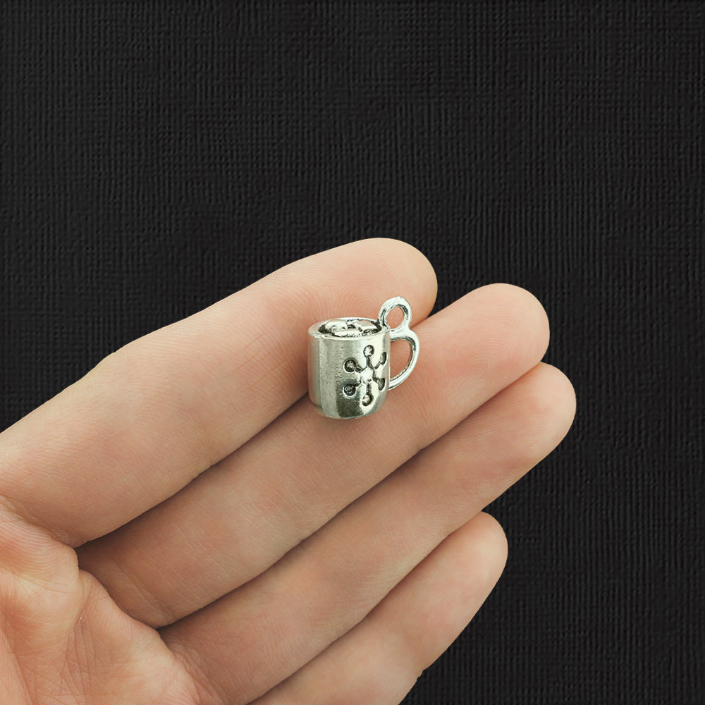 4 Hot Chocolate Antique Silver Tone Charms 3D - SC2958