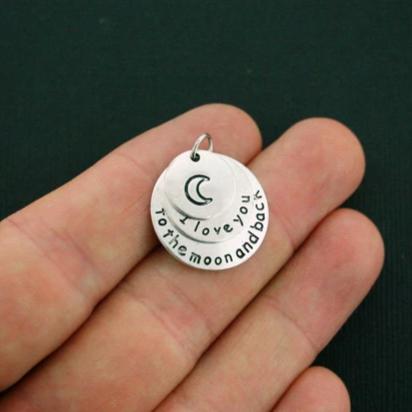 4 I Love You to the Moon and Back Antique Silver Tone Charms 3 Piece Set - SC5782