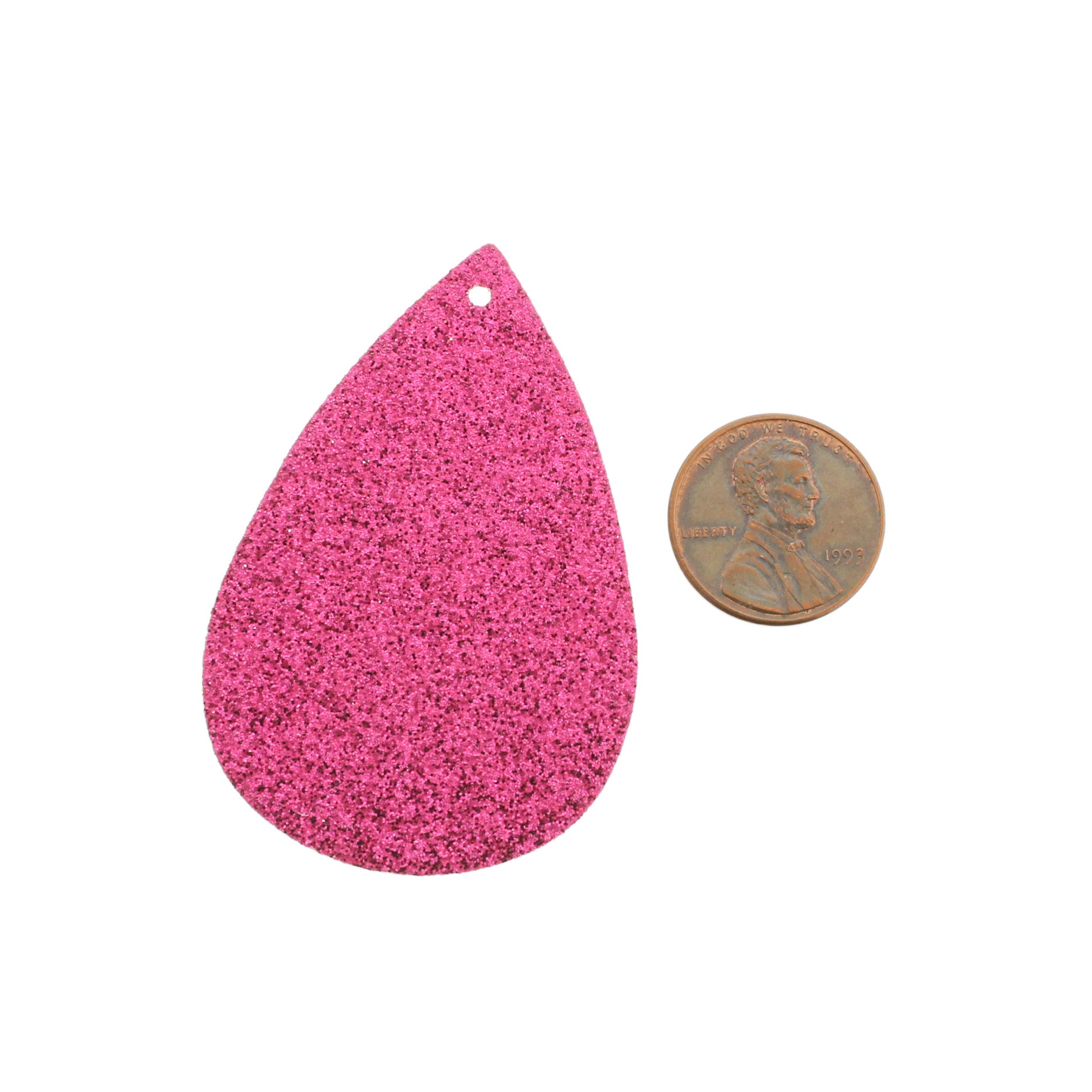 Pendentifs Larme Simili Cuir - Paillettes Fuchsia - 4 Pièces - LP233