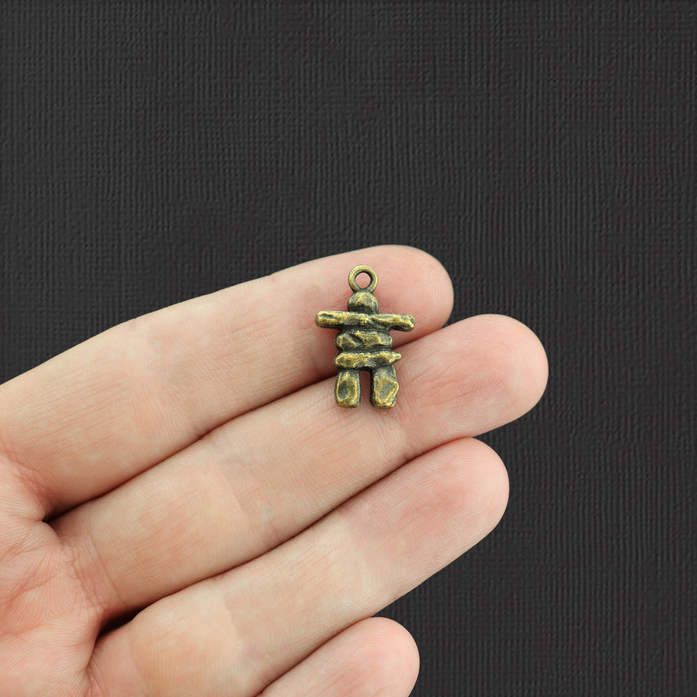 4 breloques Inukshuk couleur bronze antique 2 faces - BC221
